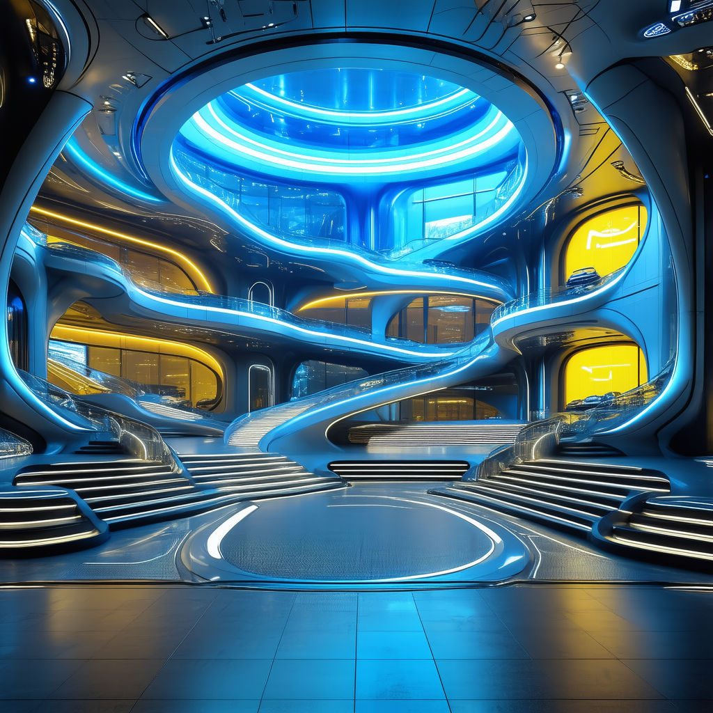 Tech Advertising Photography: Futuristic Innovation Hub With Large, Futuristic