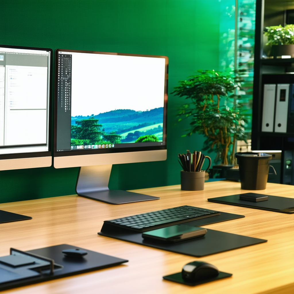 Business Landscape Photography: Workplace with digital devices on desk