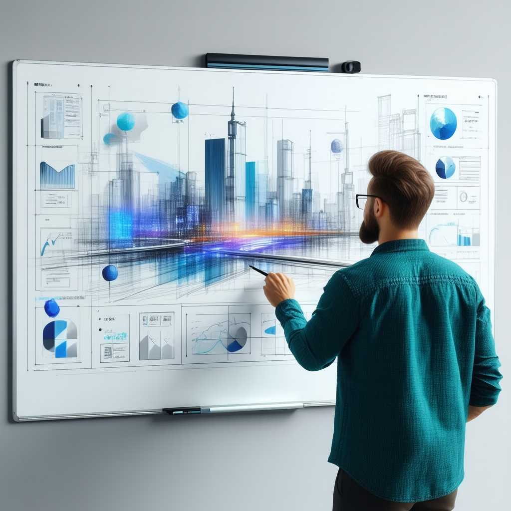 Business Unreal Engine: Creative professional using digital whiteboard