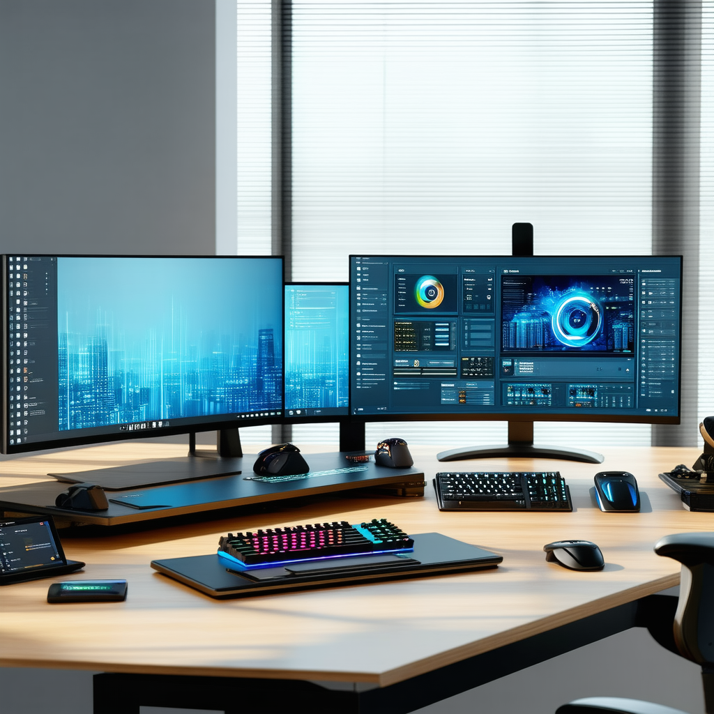 Business Unreal Engine: Workplace With Digital (devices:1.34) On Desk With Computer Desk