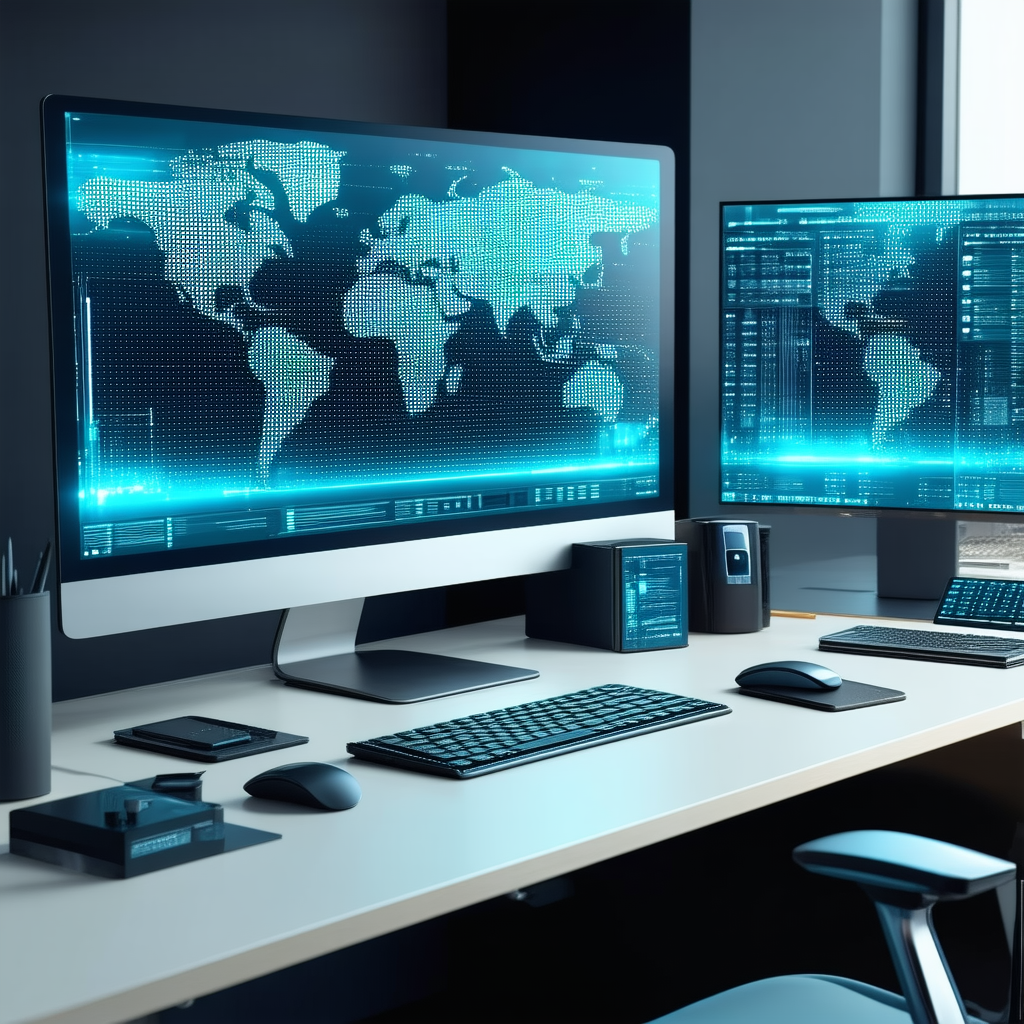 Business Concept Art: Workplace with (digital:1.43) devices on desk