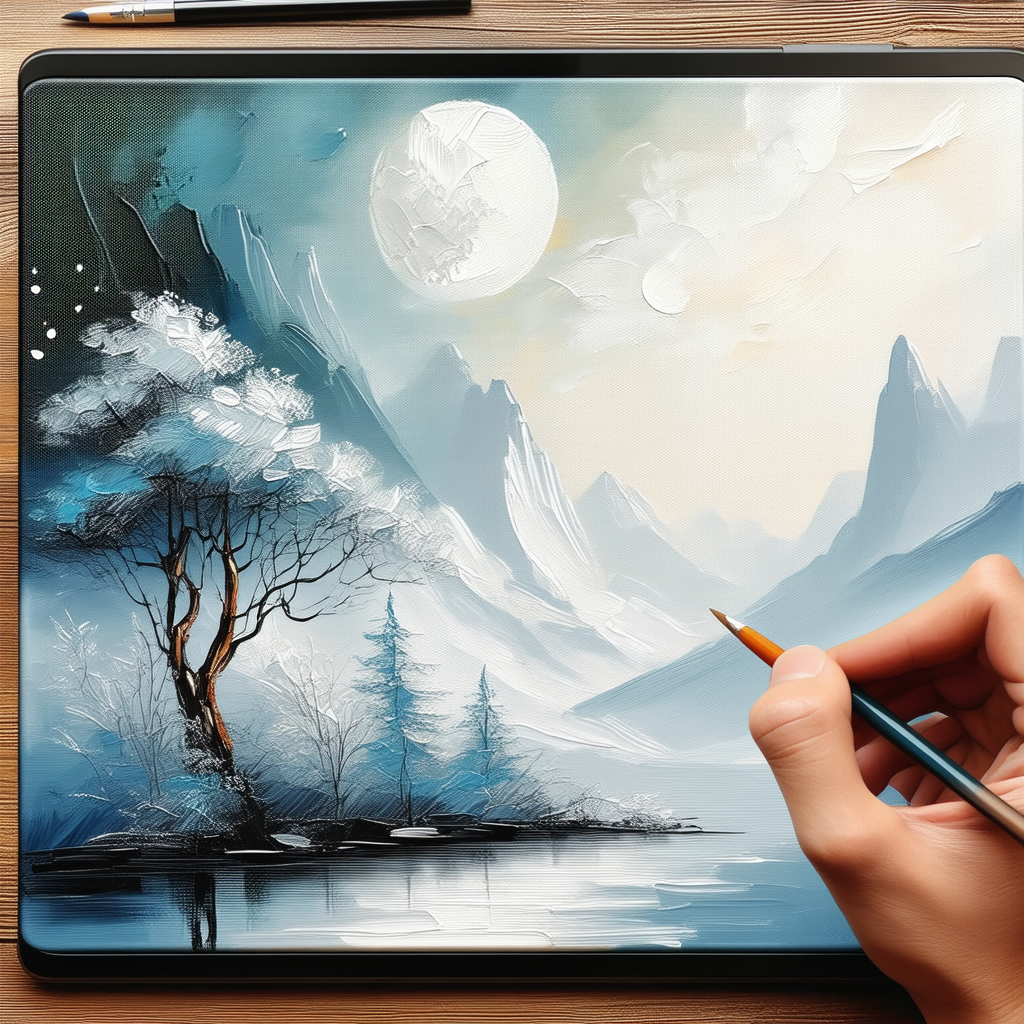 Business Acrylic Painting: Education professional using digital tablet