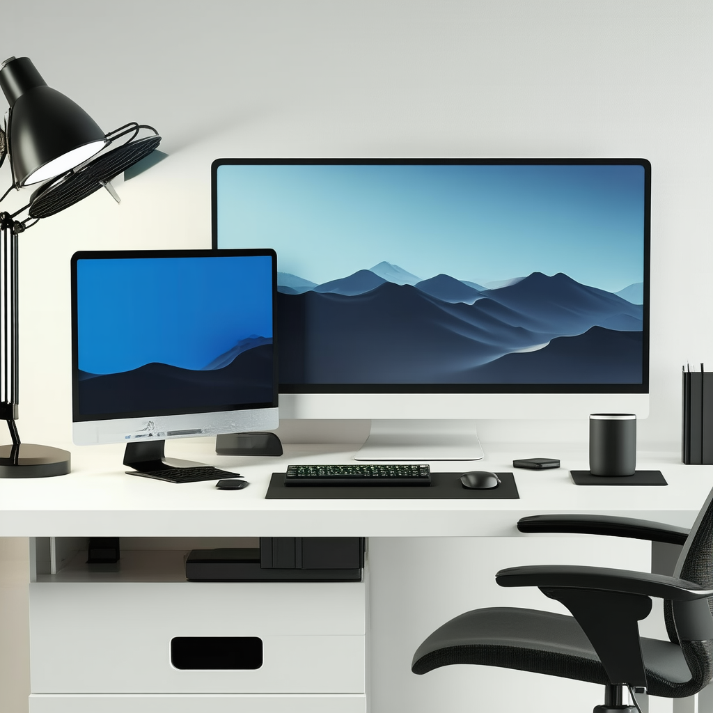 Business Flat Design: Workplace With Digital Devices On Desk With White Desk