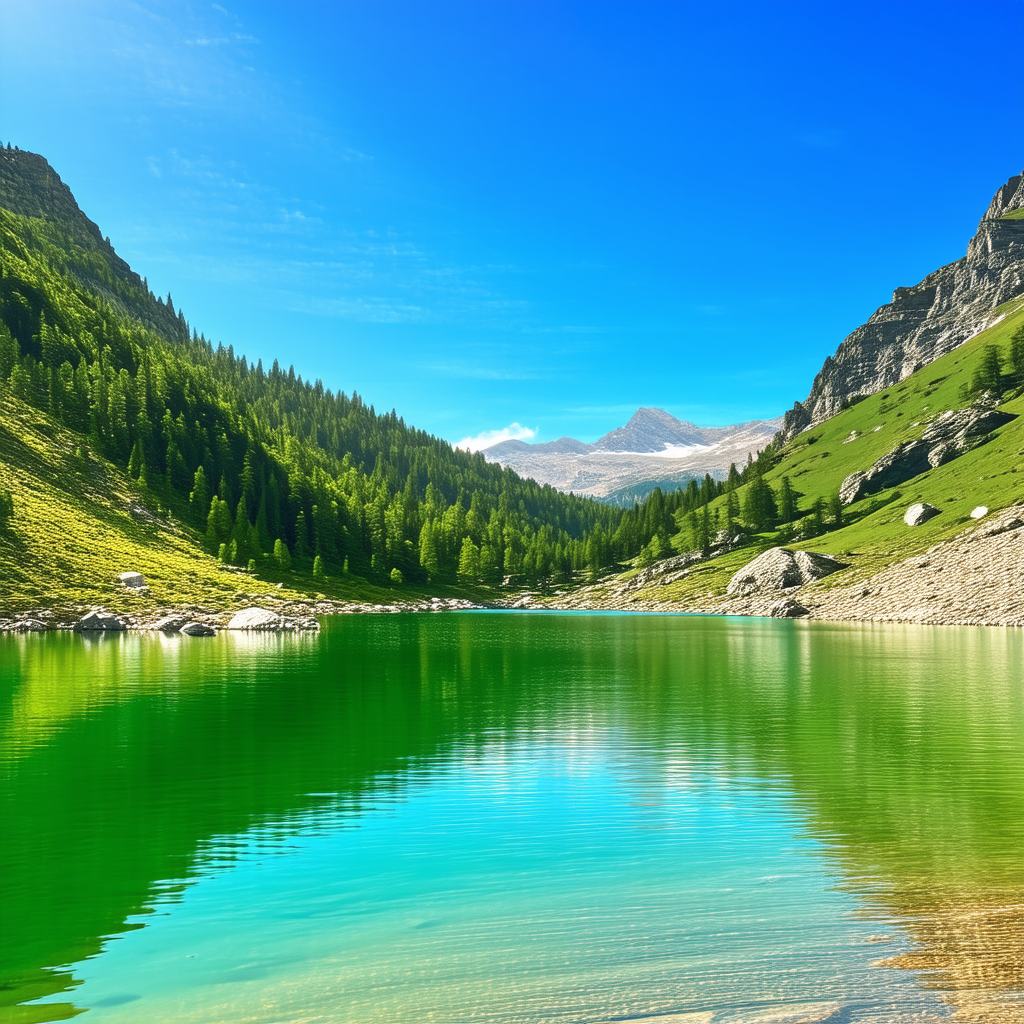 Nature Hdr Photography: Clear (sky:1.47) Over Alpine Lake With Beautiful Lake