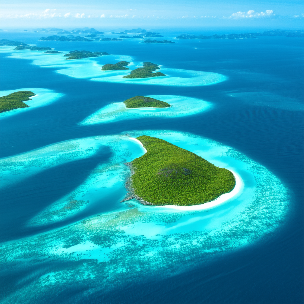 Nature Professional Photography: Aerial View Of Coastal Islands With Beautiful Blue