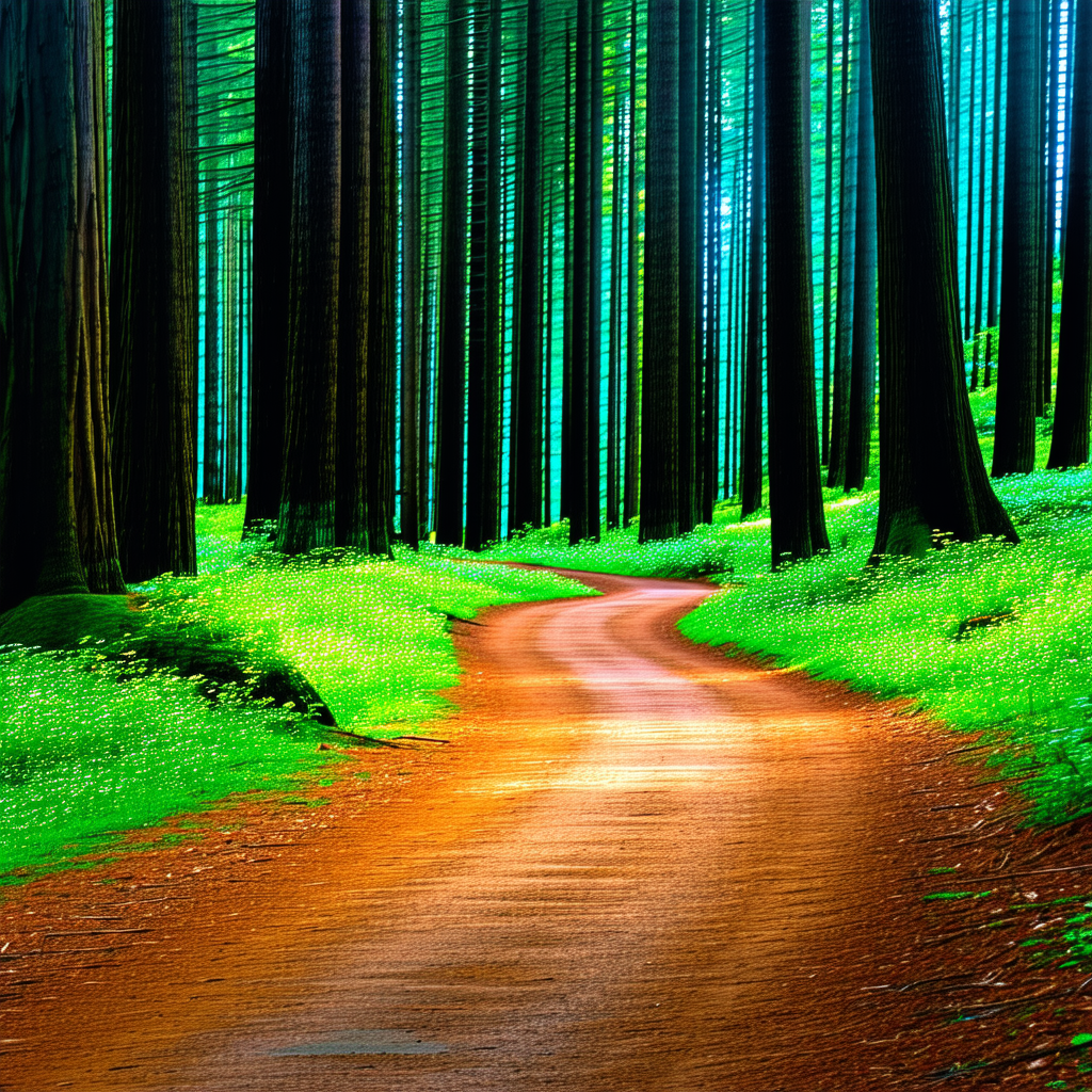 Nature Aerial Photography: Path Through Redwood Forest With Scenic Forest