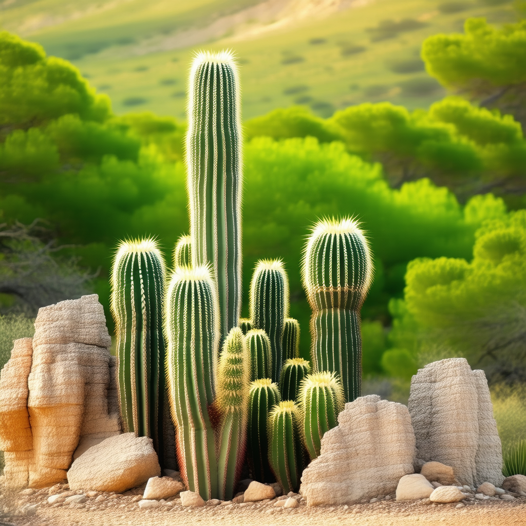 Nature Long Exposure Photography: Cactus In Natural Setting With Image, There