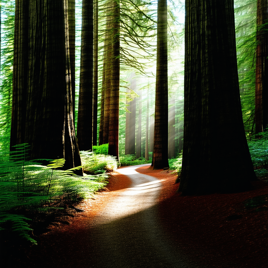 Nature Stock Photography: Path Through Redwood (forest:1.14) With Pathway Seen