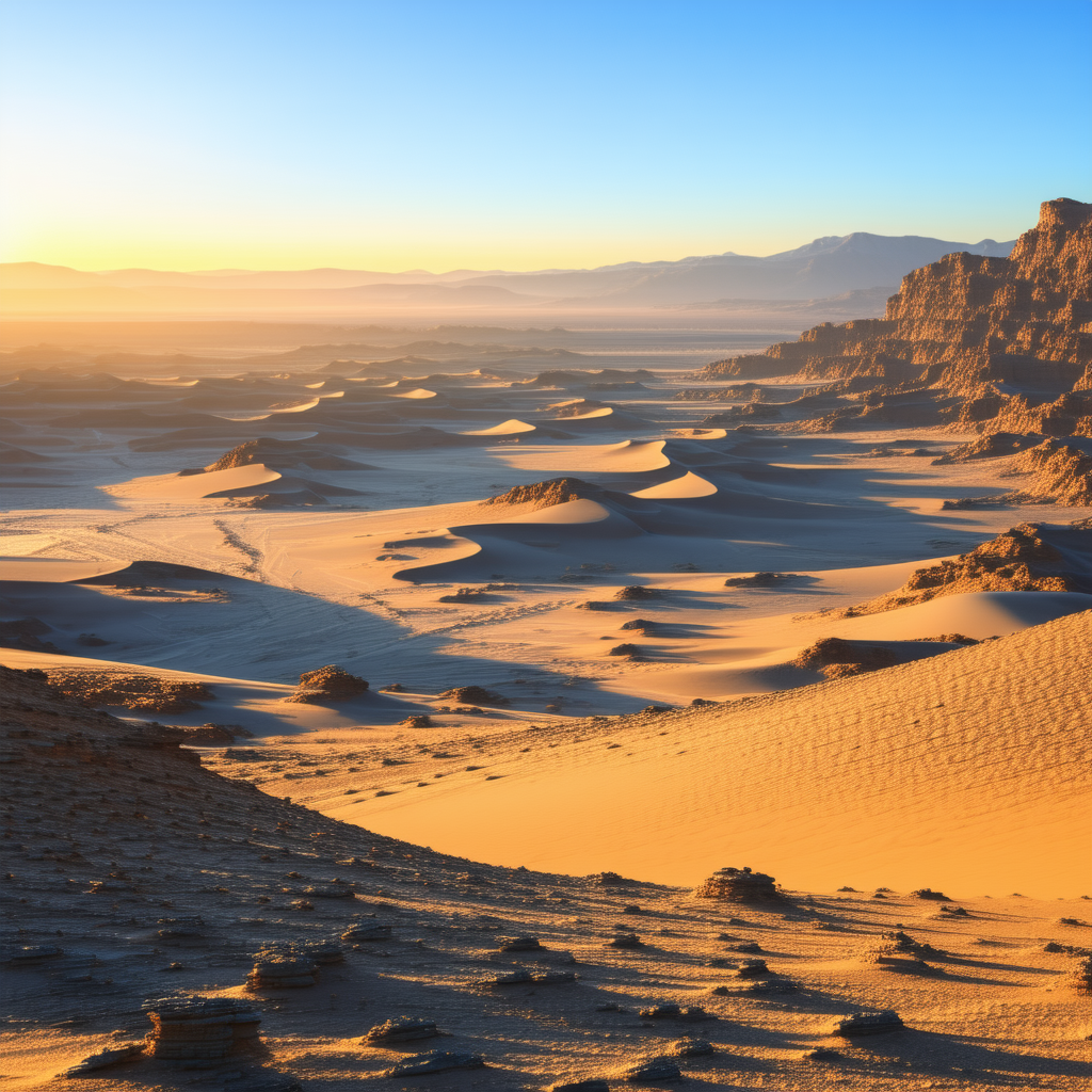 Nature Tilt-shift Photography: Desert Landscape During Sunset With Beautiful Desert