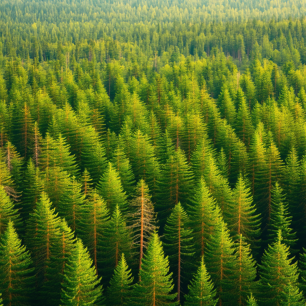 Nature Product Photography: Aerial view of (forest:1.5) canopy