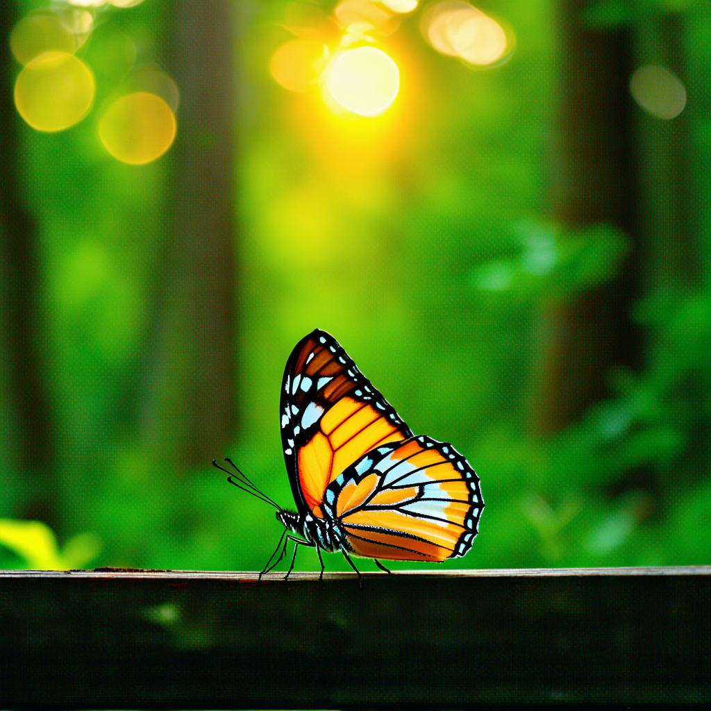 Nature Professional Photography: Butterfly In (forest:1.45) Environment With Beautiful Butterfly