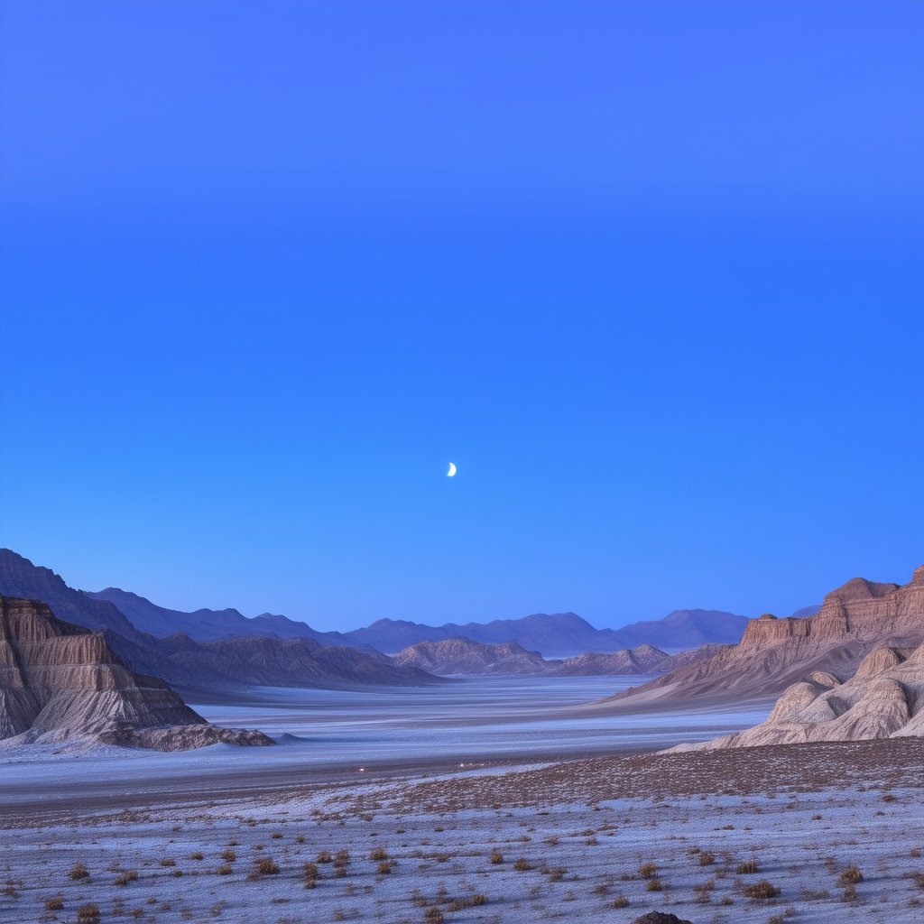 Nature Aerial Photography: Desert Landscape During Blue Hour With Vast, Open