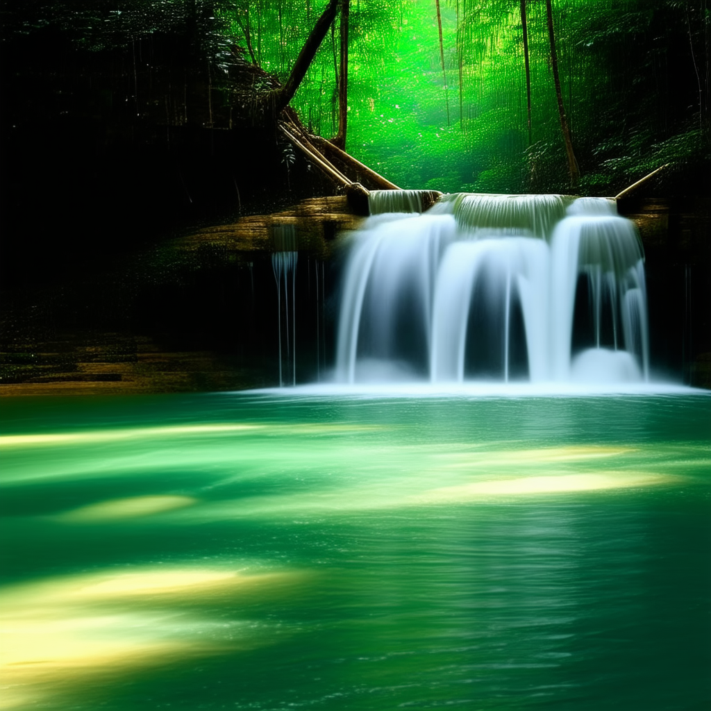 Nature Long Exposure Photography: Waterfall Pool Surrounded By Lush Vegetation With Beautiful Waterfall
