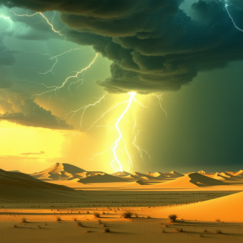 Nature Digital Art: Lightning Over Desert With Captures Beautiful