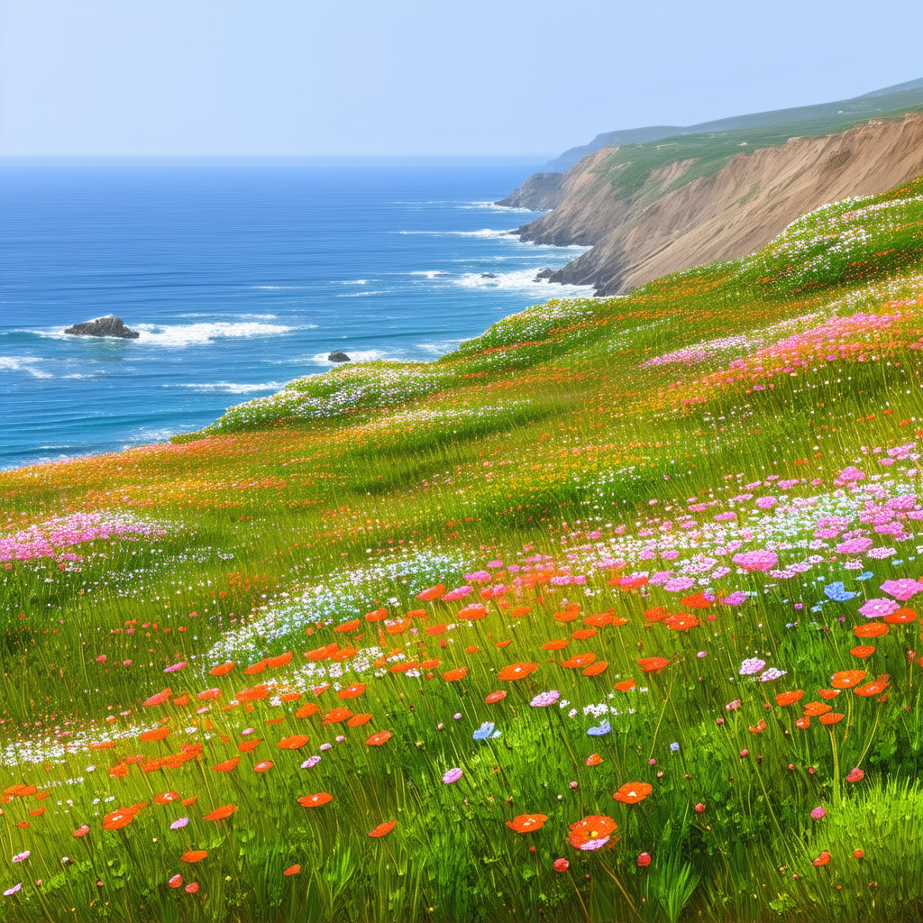 Nature Concept Art: Wildflowers in coastal environment