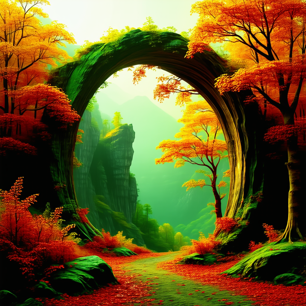 Nature Matte Painting: Natural arch in autumn colors