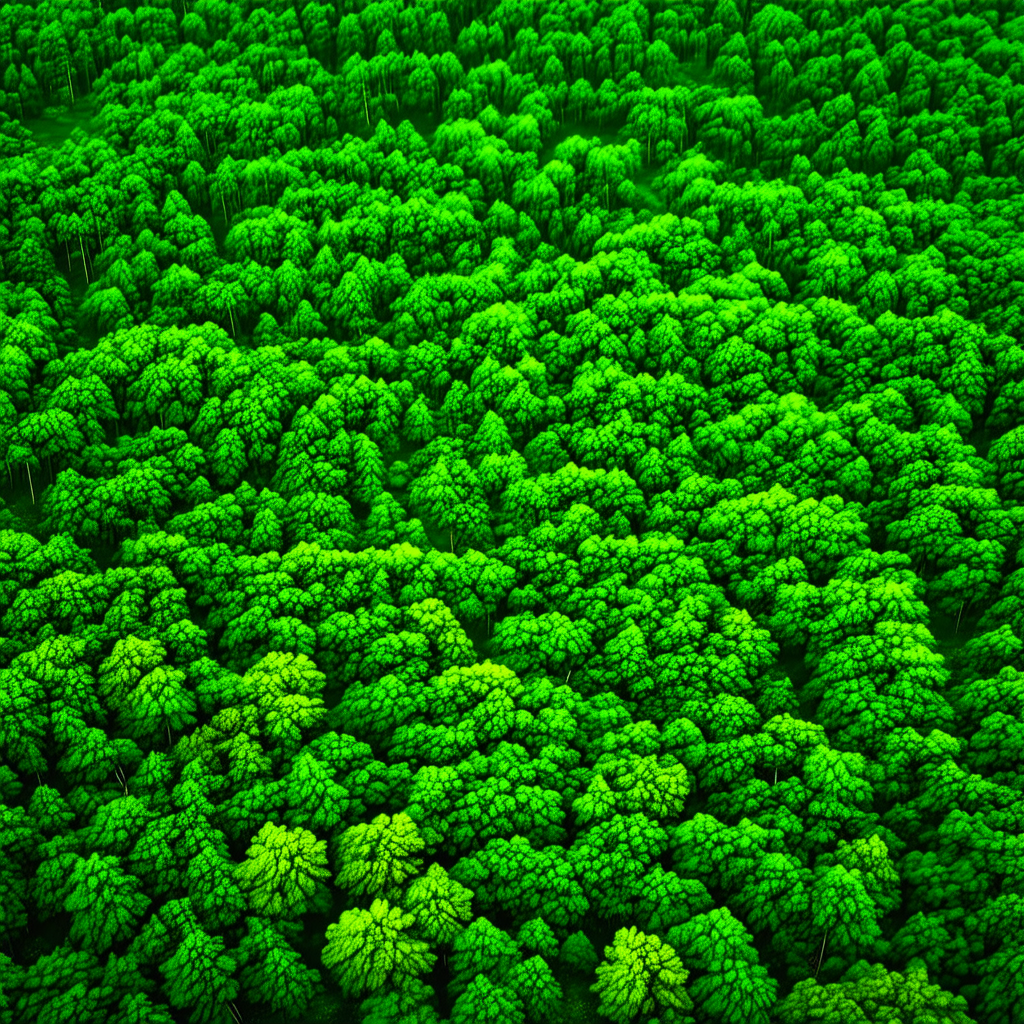 Nature Octane Render: Aerial view of forest canopy