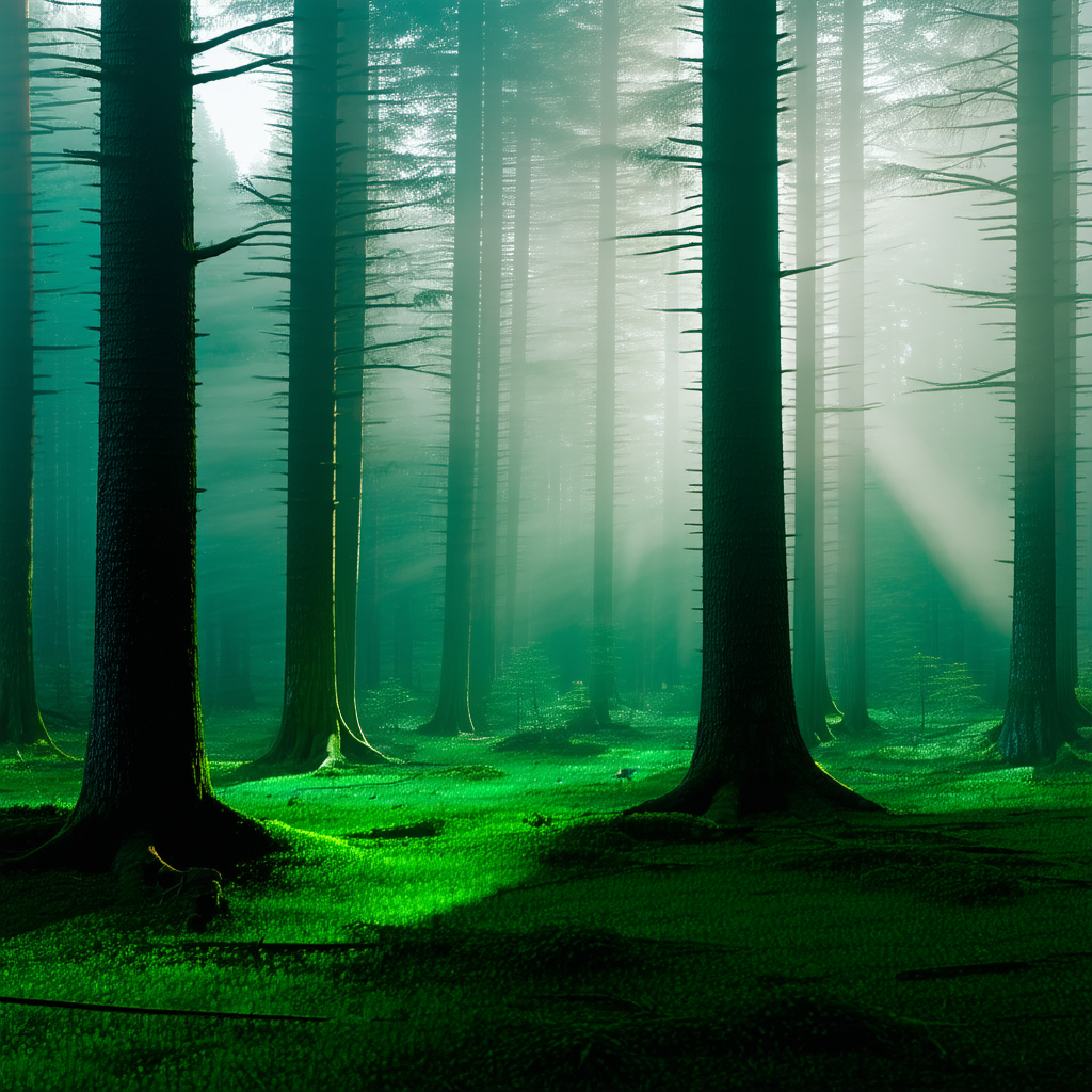 Nature Octane Render: (forest:1.39) scene during foggy morning