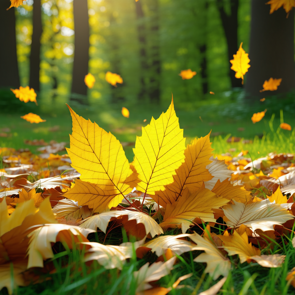 Nature Cinema 4D: Autumn leaves in natural setting