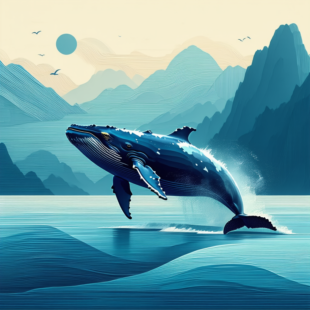 Nature Geometric Design: Whale In Natural Habitat With Large Blue
