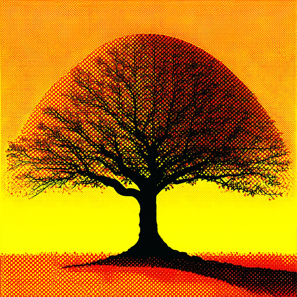 Nature Blueprint Style: Ancient (tree:1.24) In Autumn Colors With Tree Large,