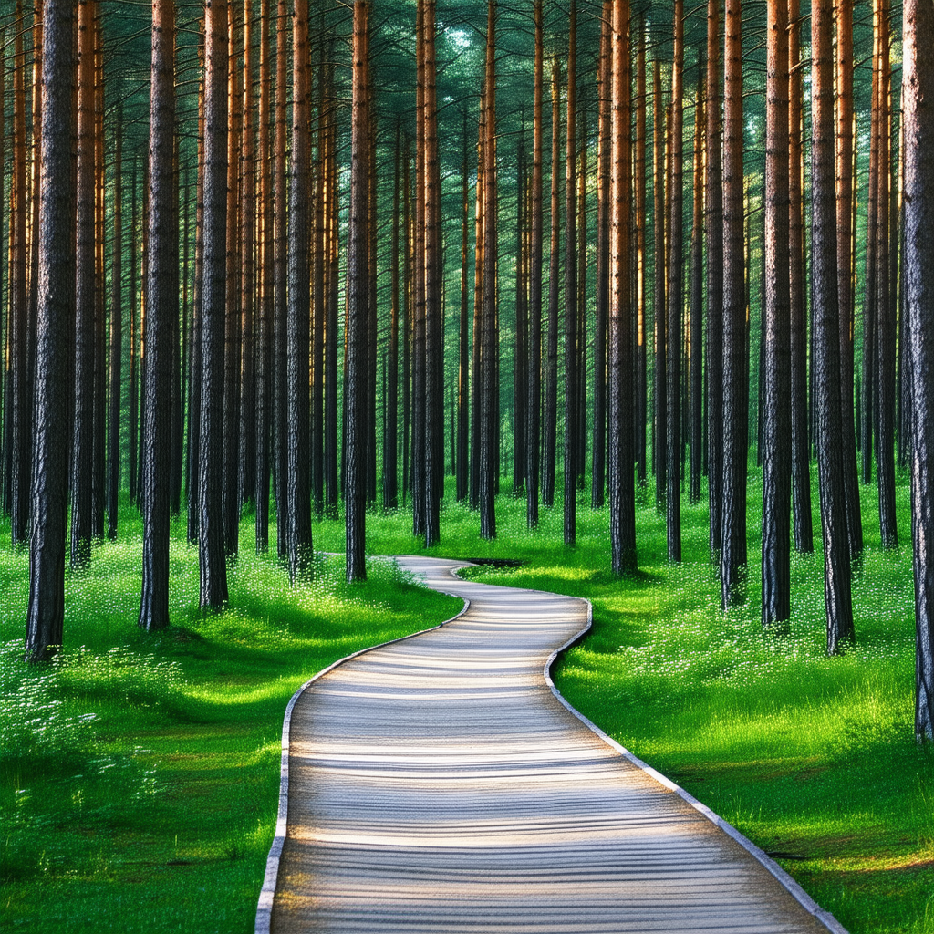Nature Minimalist Design: Path through pine forest