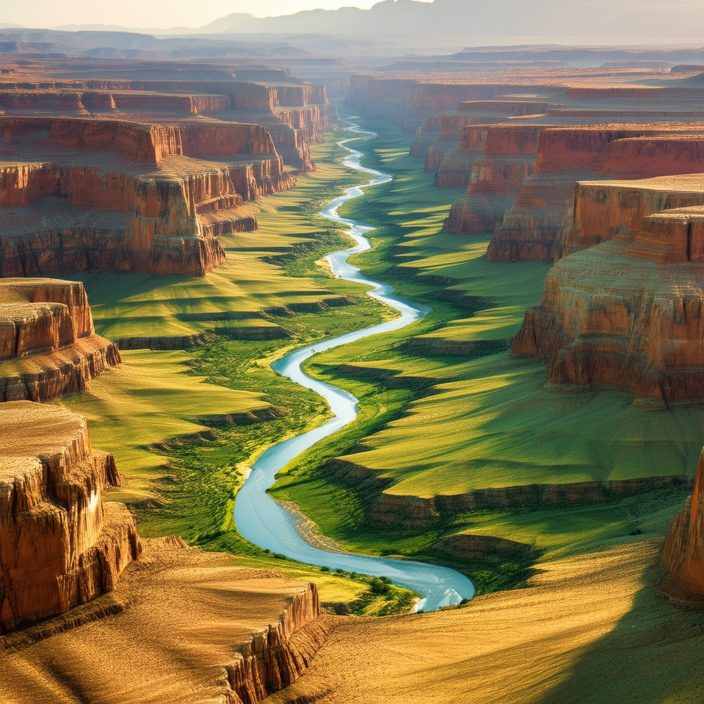Nature Minimalist Design: Aerial View Of Canyon System With Beautiful River