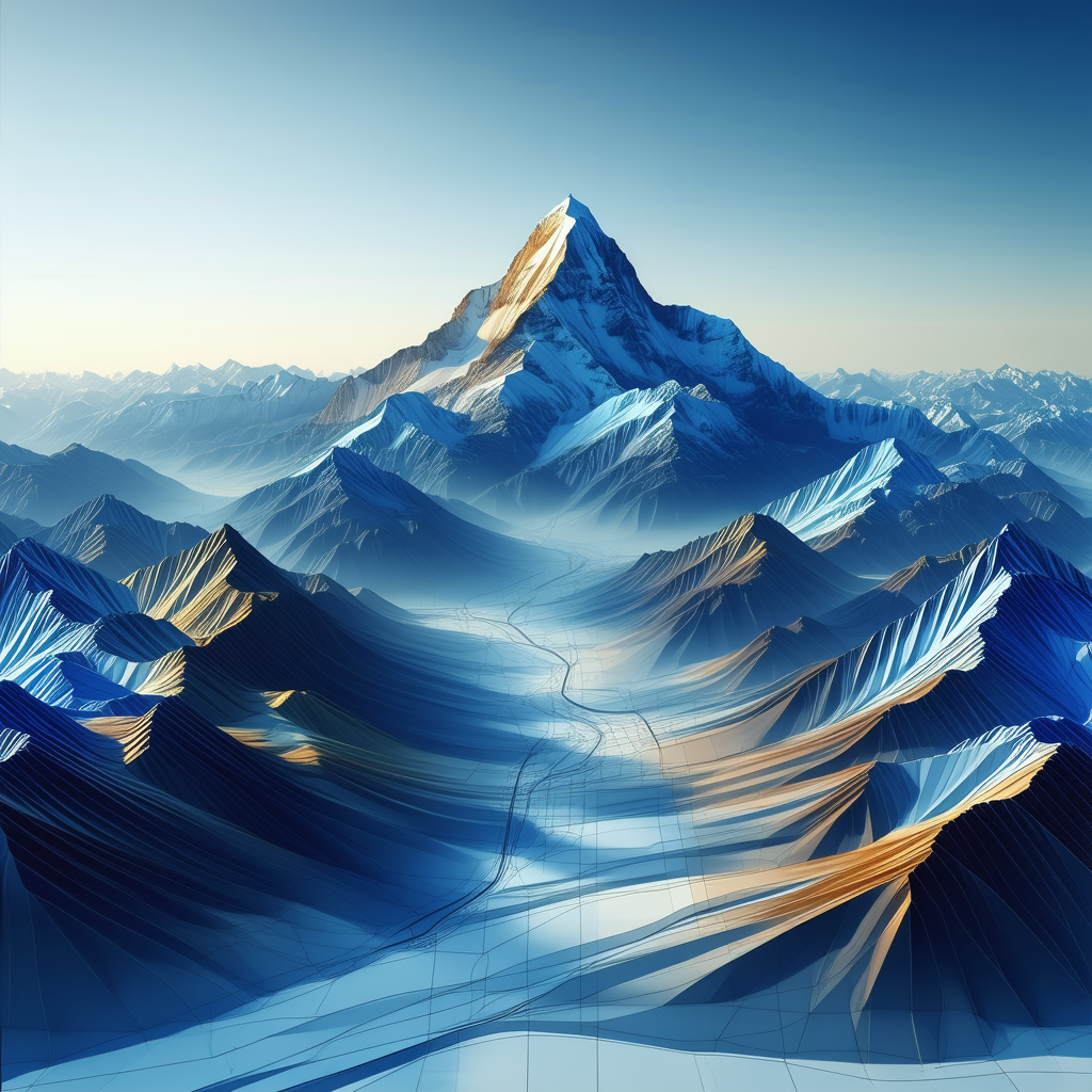 Nature Blueprint Style: Aerial View Of Mountain Range With Image, There