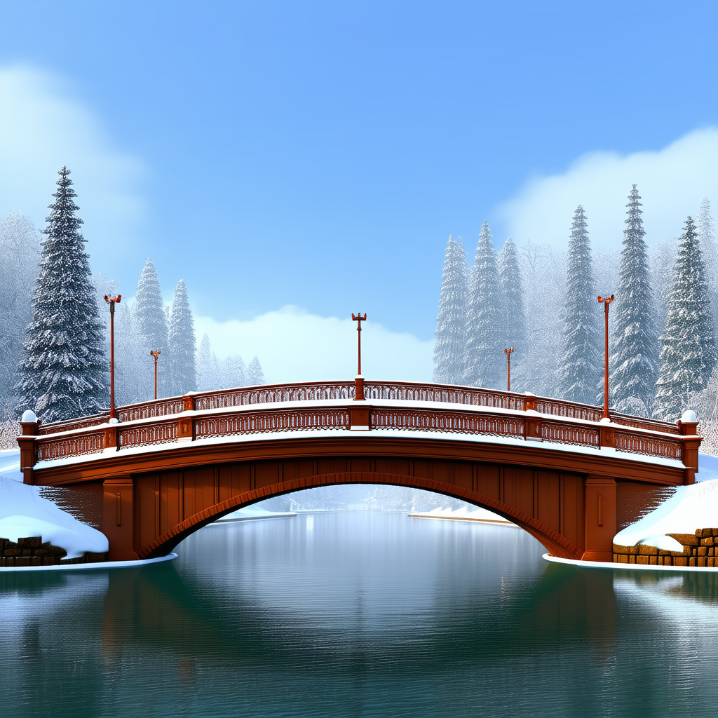Urban Cinema 4d: Iconic Bridge With (snow:1.43) Covering With Beautiful Bridge