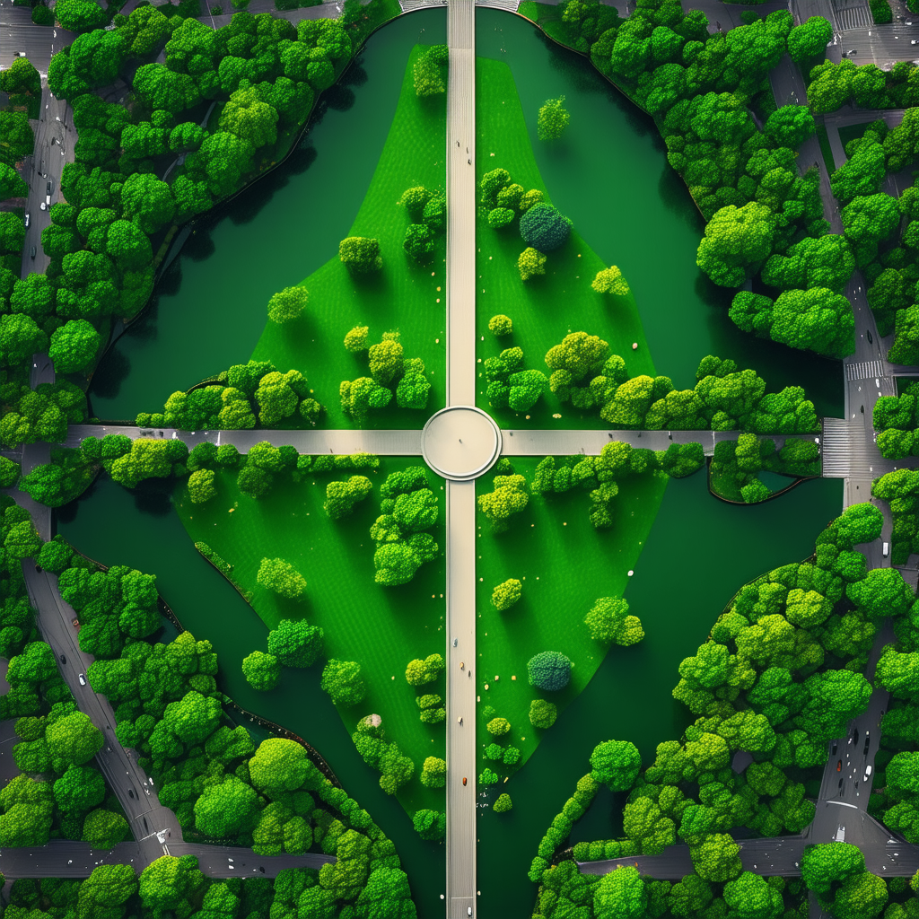 Urban Abstract Design: Aerial view of central park