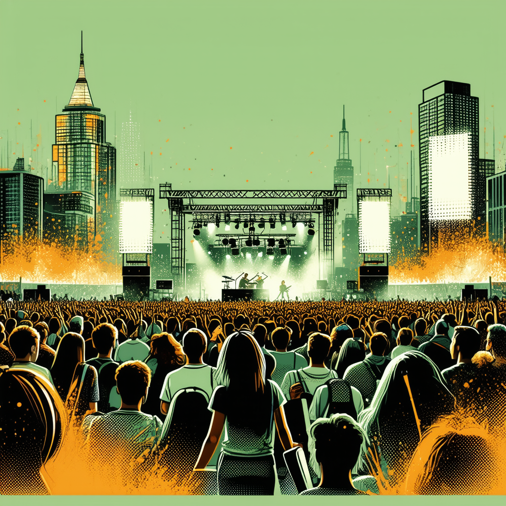 Urban Infographic Style: Urban outdoor concert scene