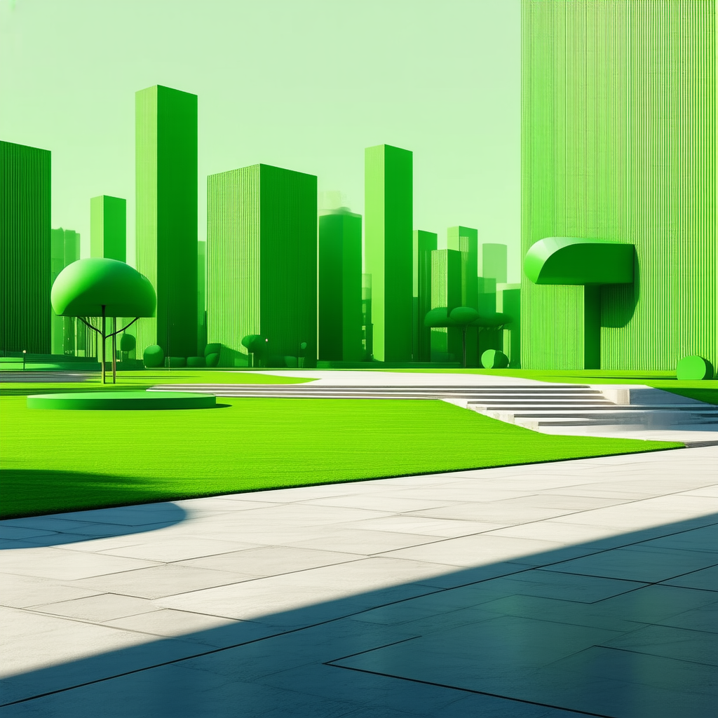 Urban Geometric Design: City park with relaxing