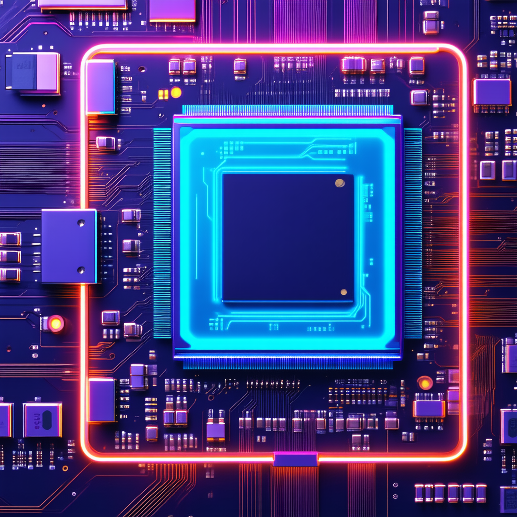 Tech Professional Photography: Circuit board with neon accents