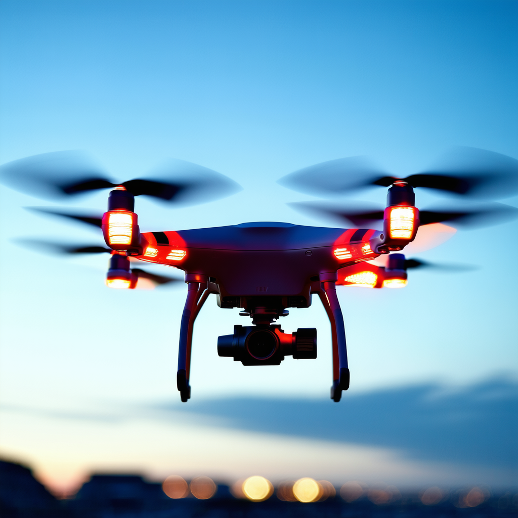 Tech Drone Photography: Drone With Glowing Screen With Drone Flying