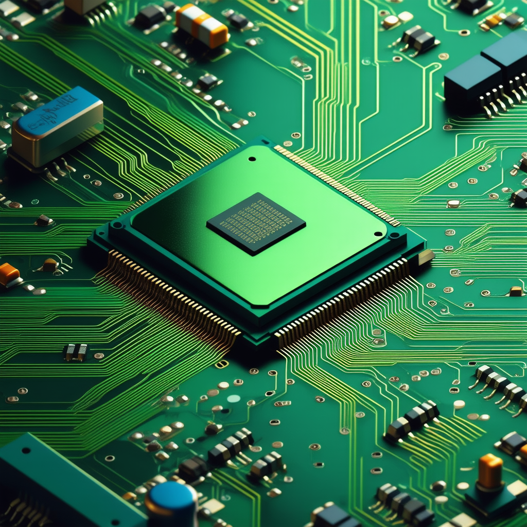 Tech Isometric Design: Close-up of electronic circuit
