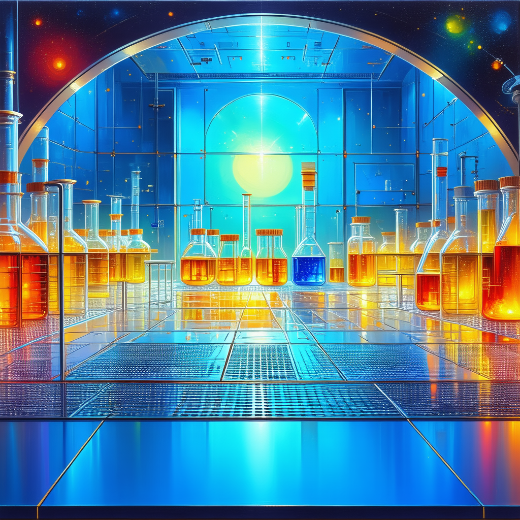 Tech Acrylic Painting: Futuristic Research Laboratory With Painting Laboratory
