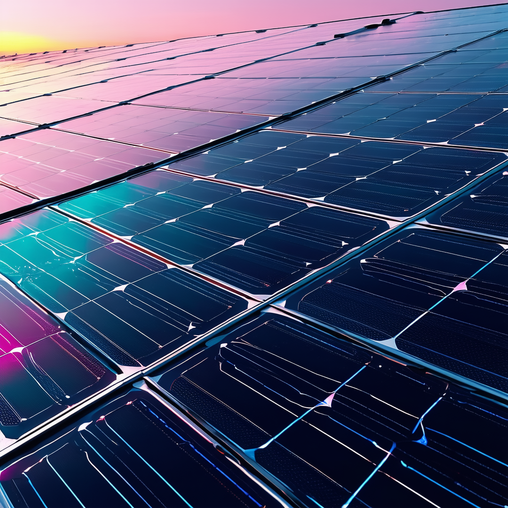 Tech Pastel Drawing: Solar panel with data streams