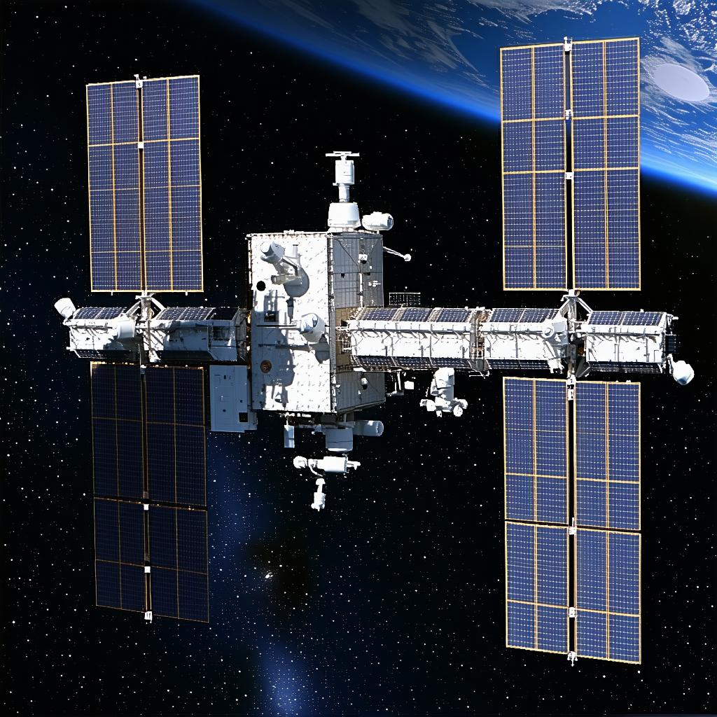 large spacecraft blue