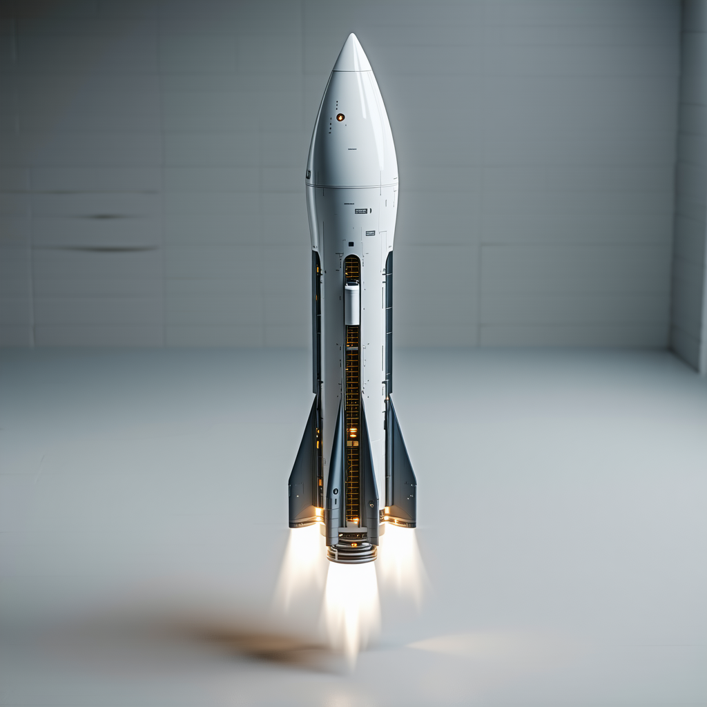 rocket shown white