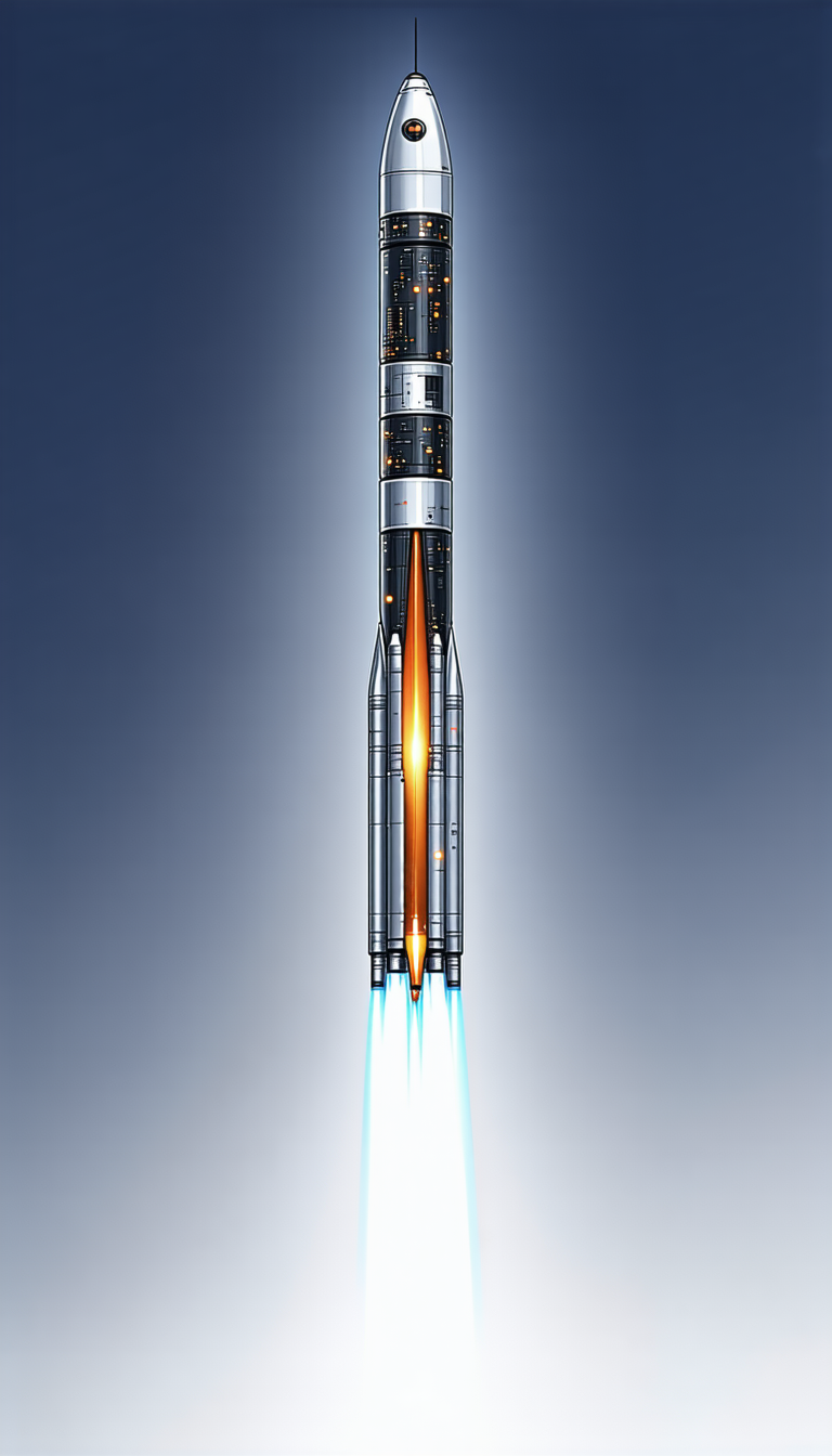 rocket launching into