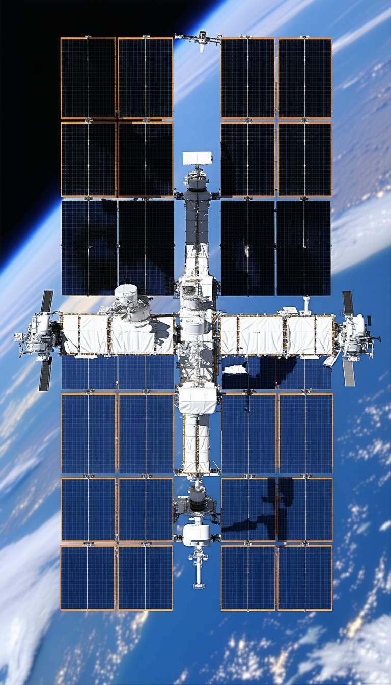 large spacecraft cross-like