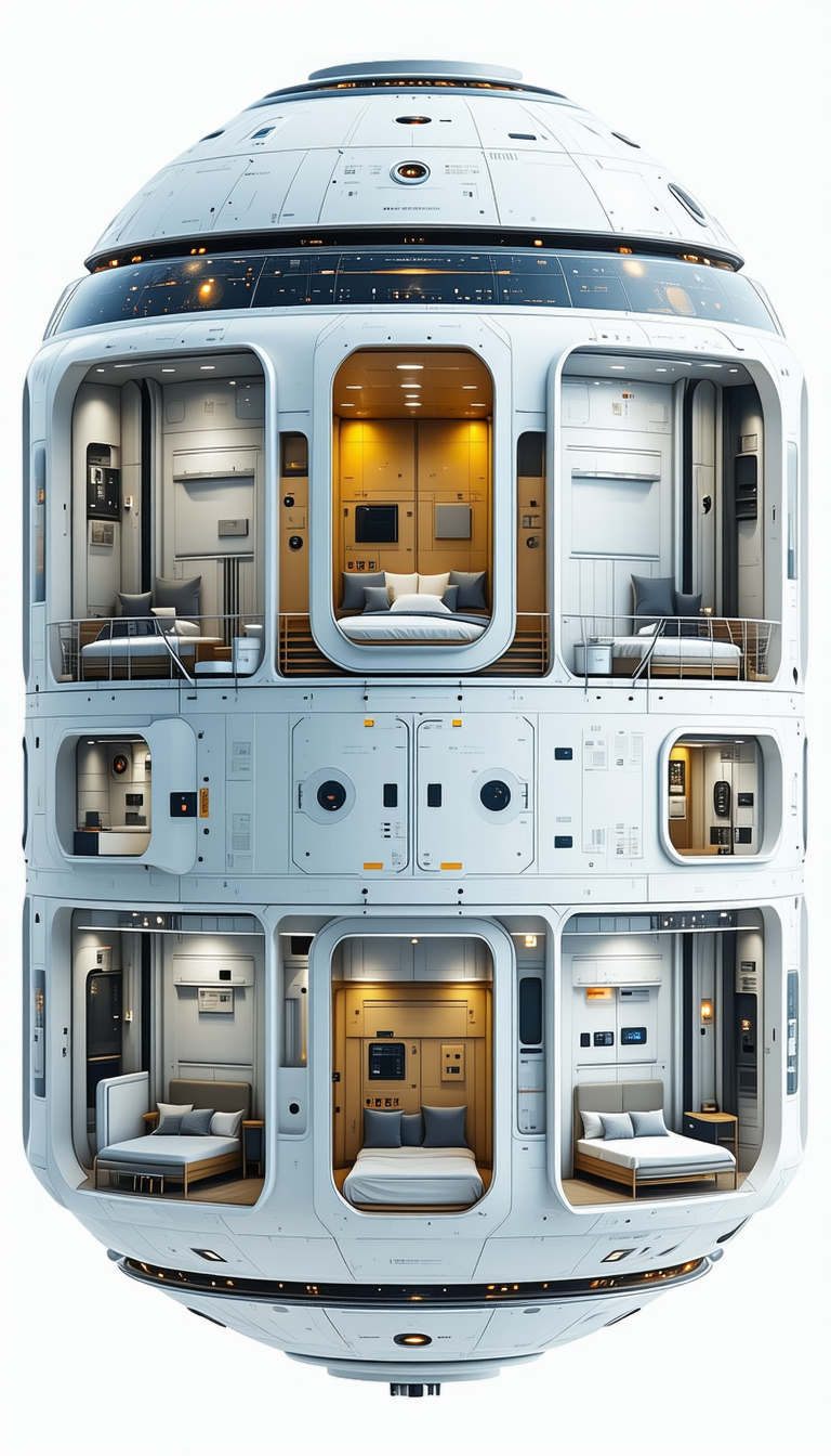 A Large White Space Ship Is Shown In A Three-dimensional View