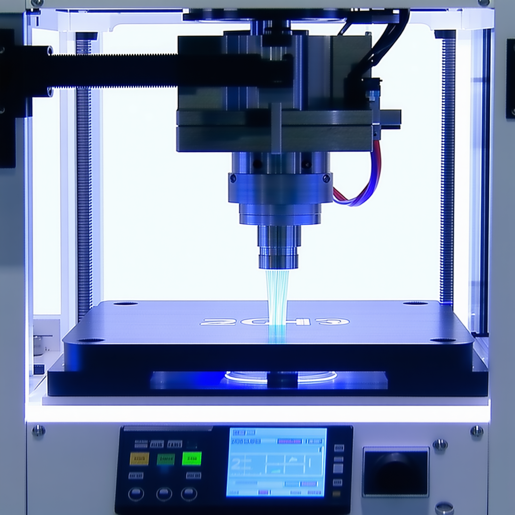 A Machine, Possibly A 3d Printer, In The Process Of Creating A Plastic Object