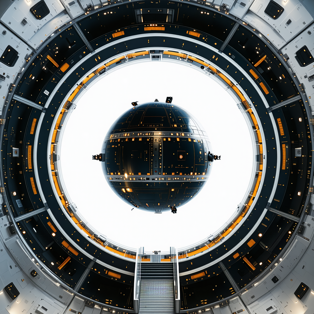 A Large, Round, Black Object In The Center Of The Scene