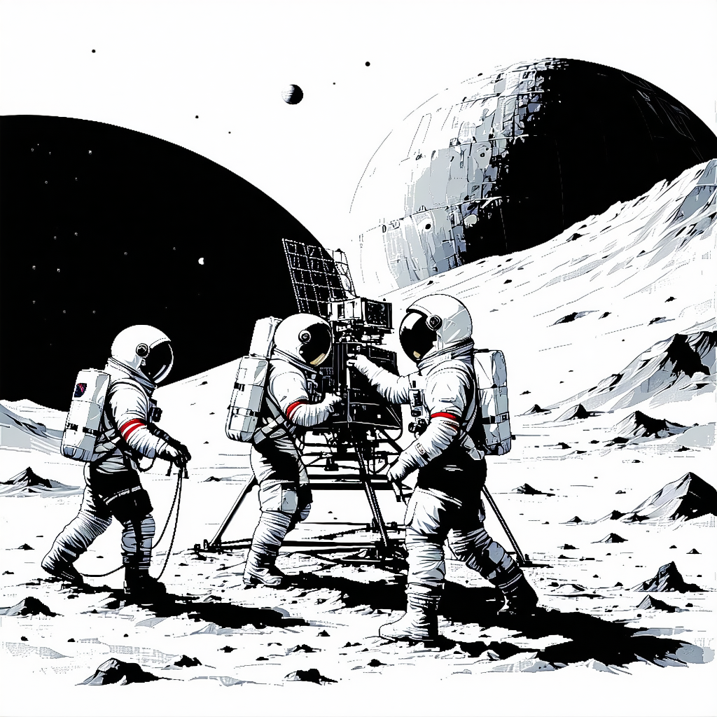 In The Image, There Are Three Astronauts Standing On The Moon