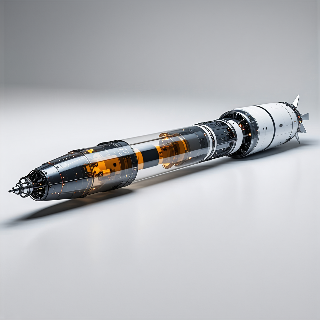 A Large, Cylindrical Object That Appears To Be A Rocket Or A Spacecraft