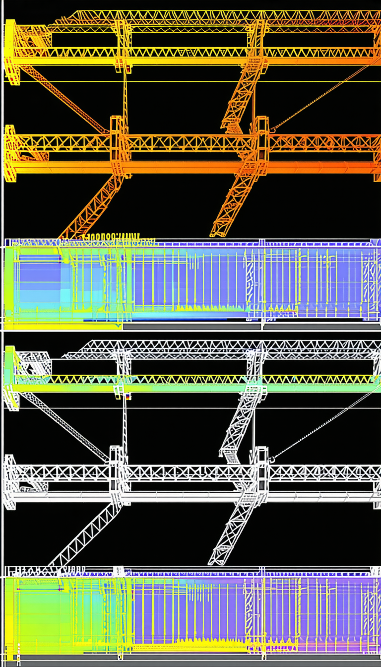 The Image Is A 3d Model Of A Large Structure, Possibly A Bridge Or A Building