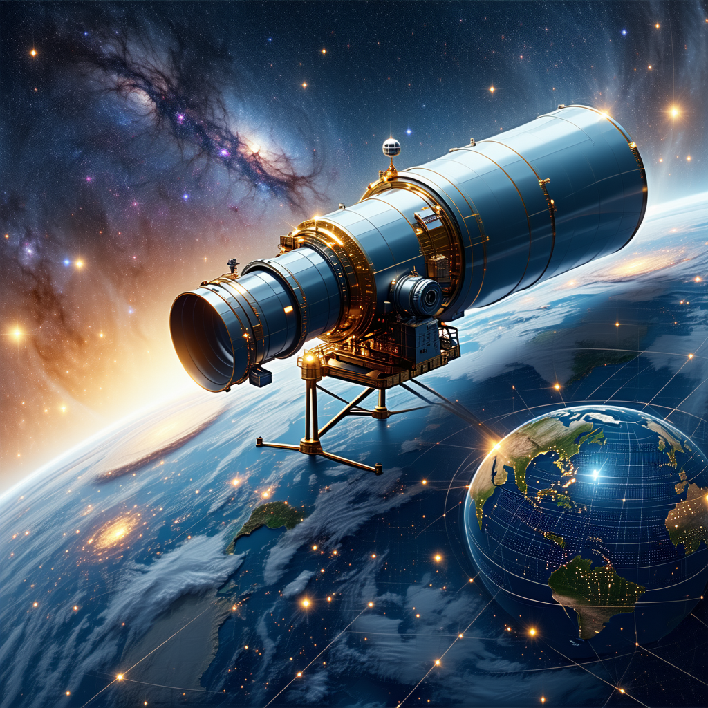 A Spacecraft, Possibly A Satellite, Flying Through The Vast Expanse Of Space