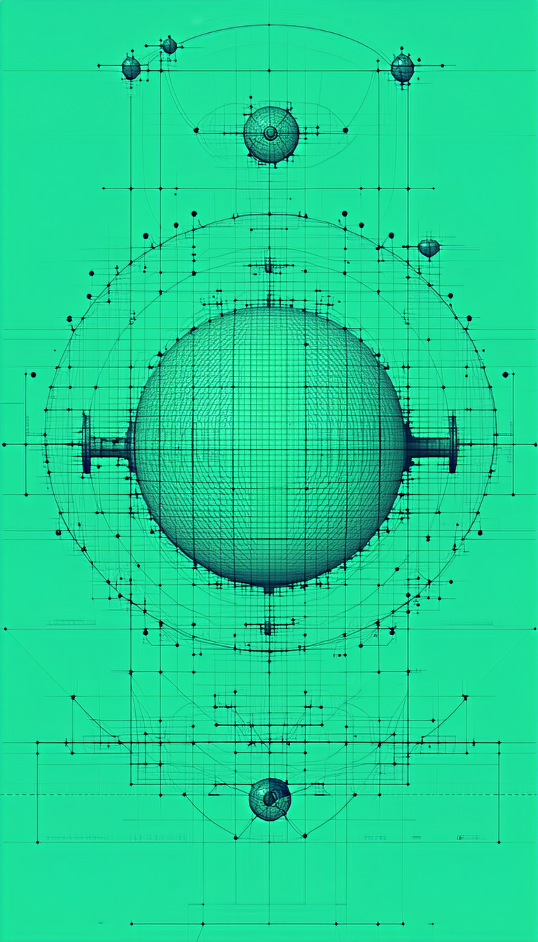 A Green And White Drawing Of A Sphere Is Displayed
