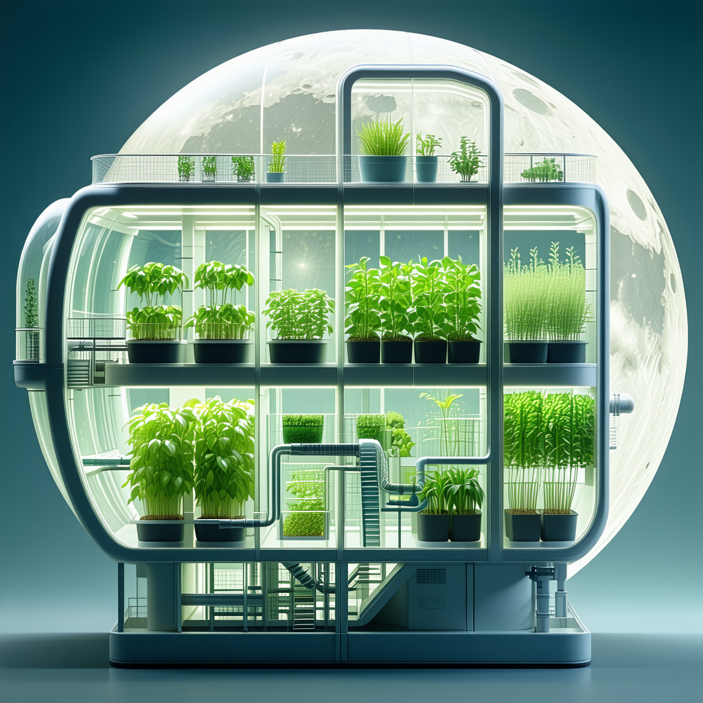 A Large, Futuristic Greenhouse Filled With Various Plants